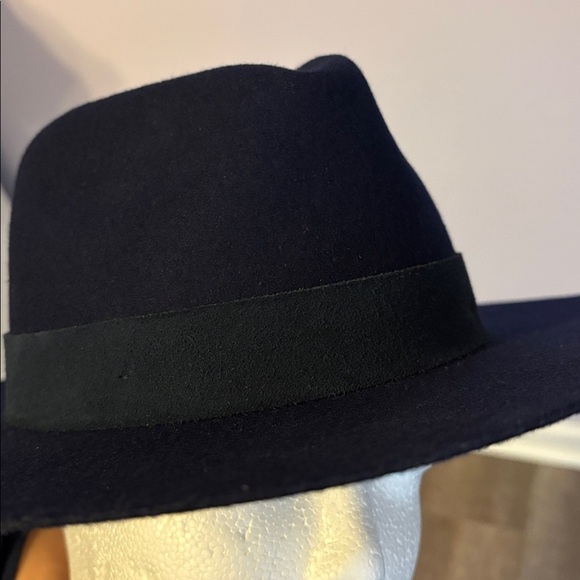 By Anthropologie Gemma Felted Rancher Hat Navy Blue 100% Wool Wide Brim Cowboy main image 4